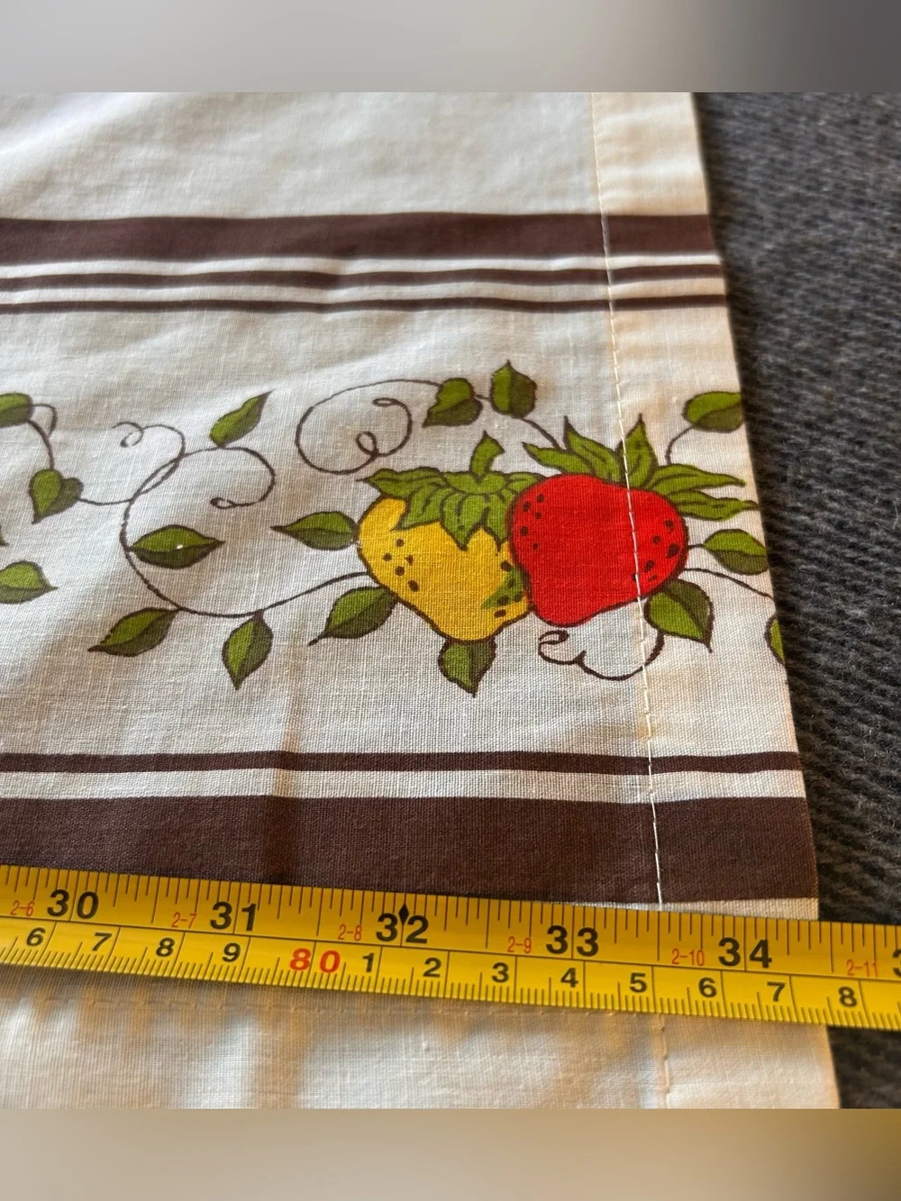 Vintage SEARS 2-pcs 70-80’s Kitchen Window Cotton Curtains Fruit Motif #0410267